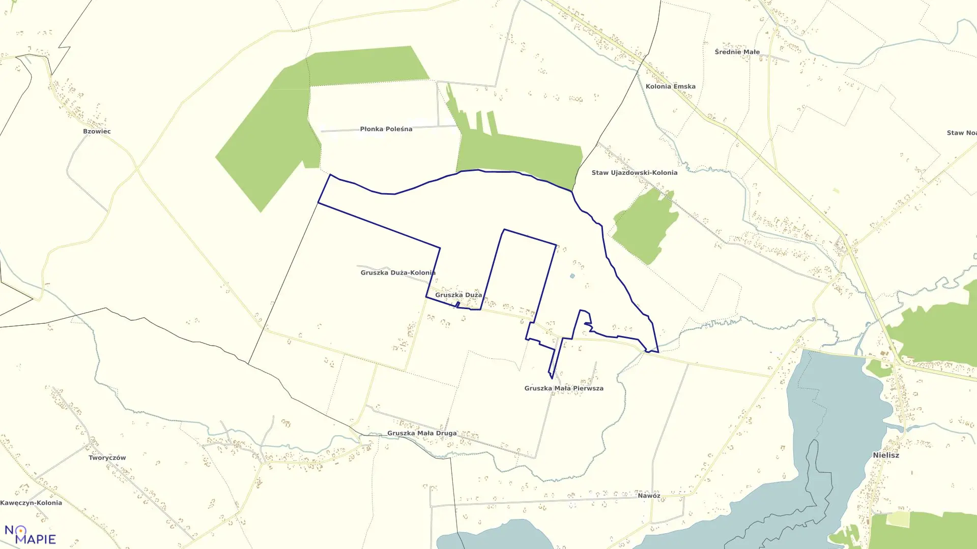 Mapa obrębu Gruszka Duża w gminie Nielisz