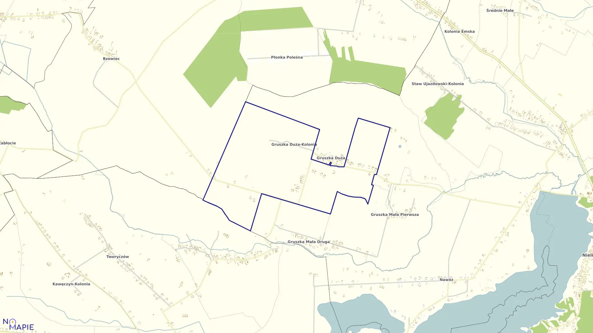 Mapa obrębu Kolonia Gruszka Duża w gminie Nielisz