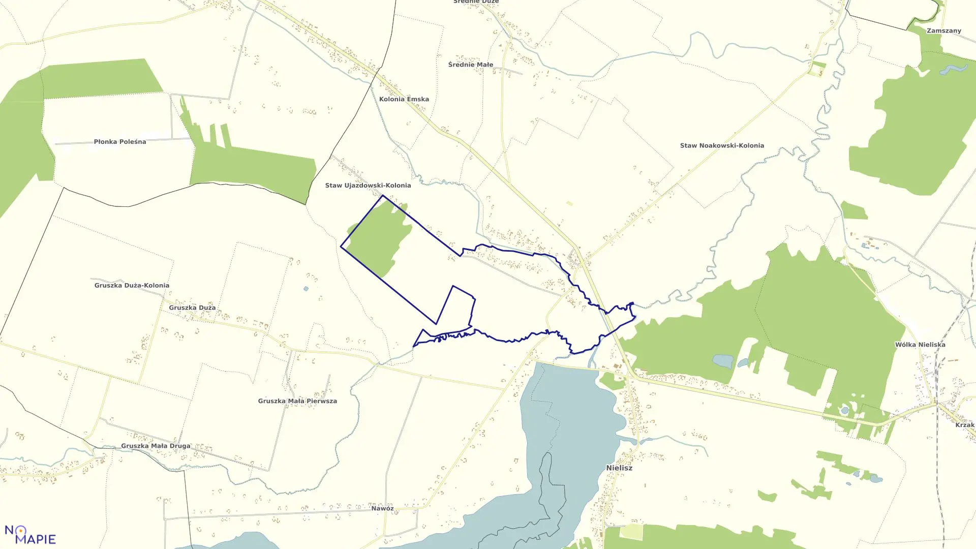 Mapa obrębu Staw Ujazdowski w gminie Nielisz