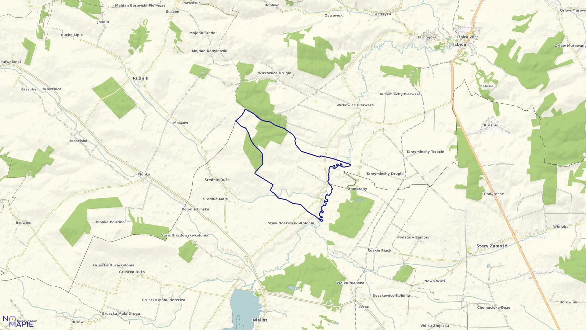 Mapa obrębu Ujazdów w gminie Nielisz