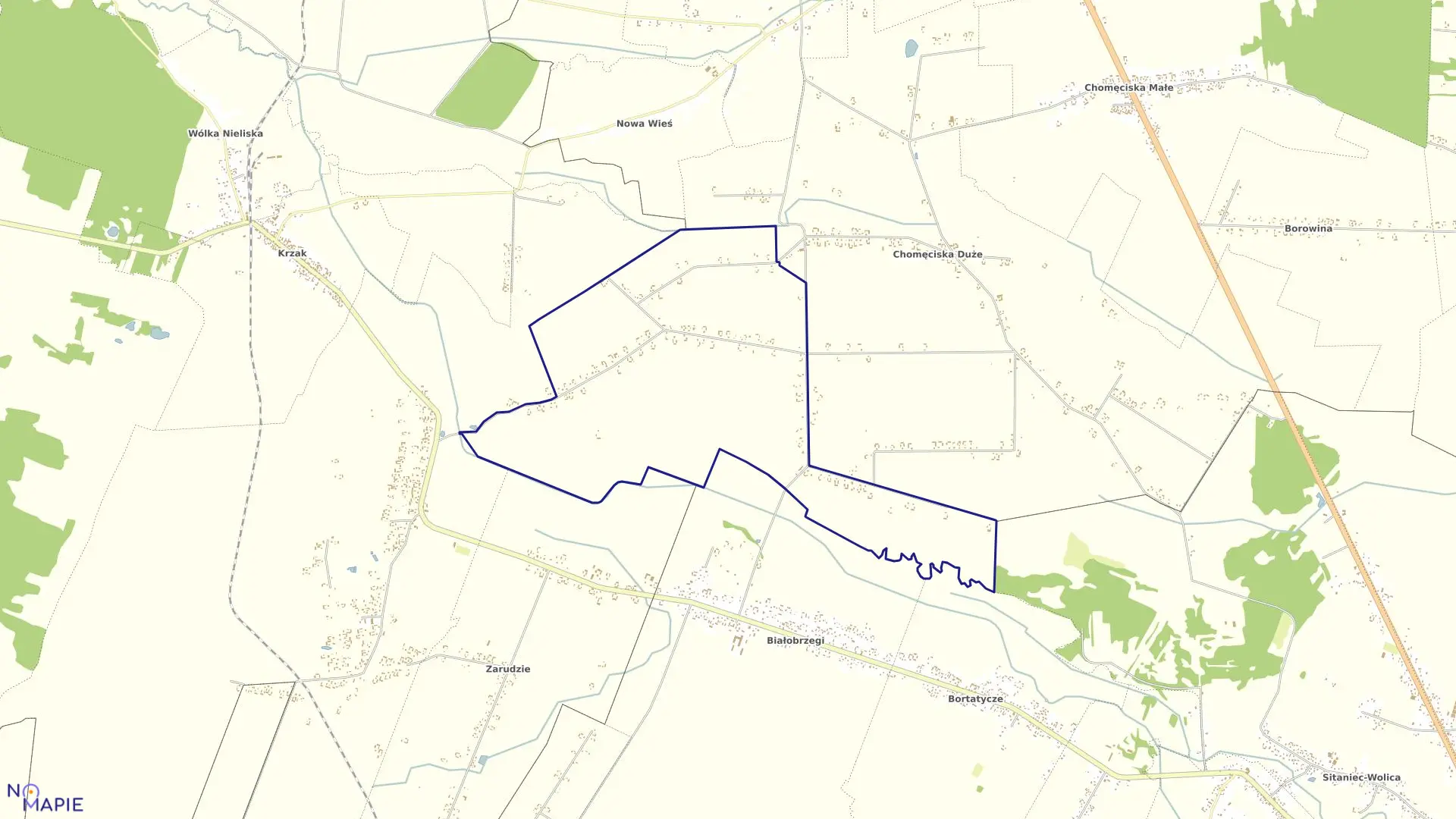 Mapa obrębu Wólka Złojecka w gminie Nielisz